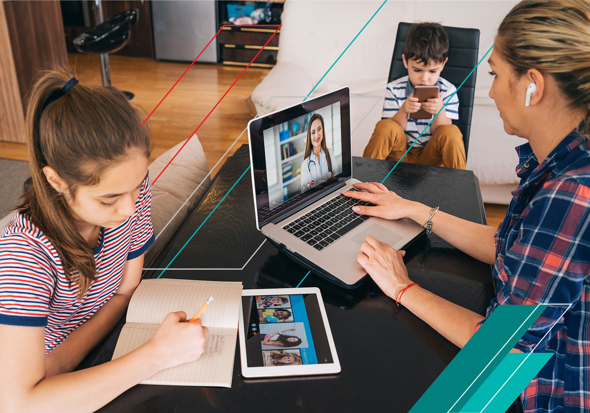 Family enjoying fiber Internet across multiple devices at home. Family enjoying fiber Internet across multiple devices at home.